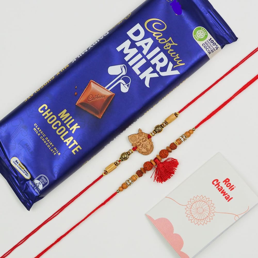 Two Rakhi With Dairy Milk Chocolate - For UAE