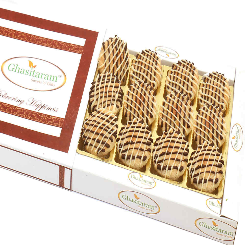 Baked Almond Anjeer Chocolate Biscuits in White Box