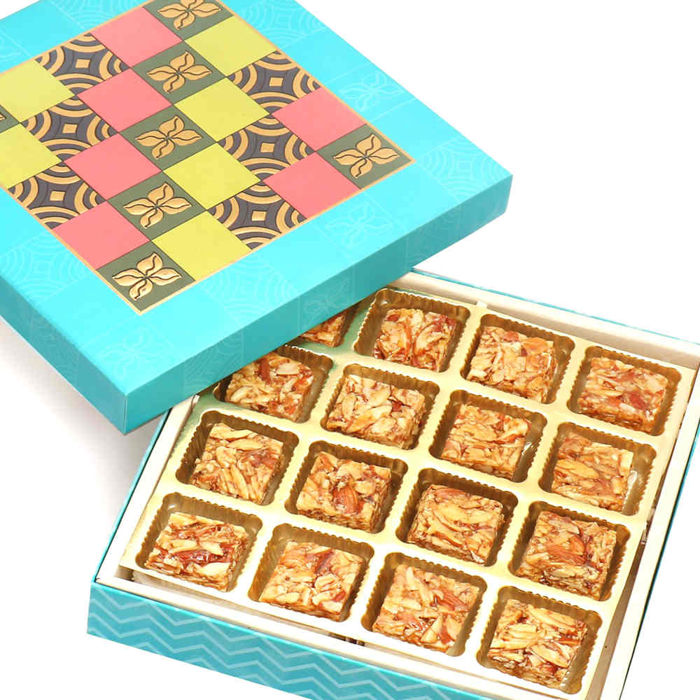 Blue Colourful 16 Pcs Roasted Almond Bites Box