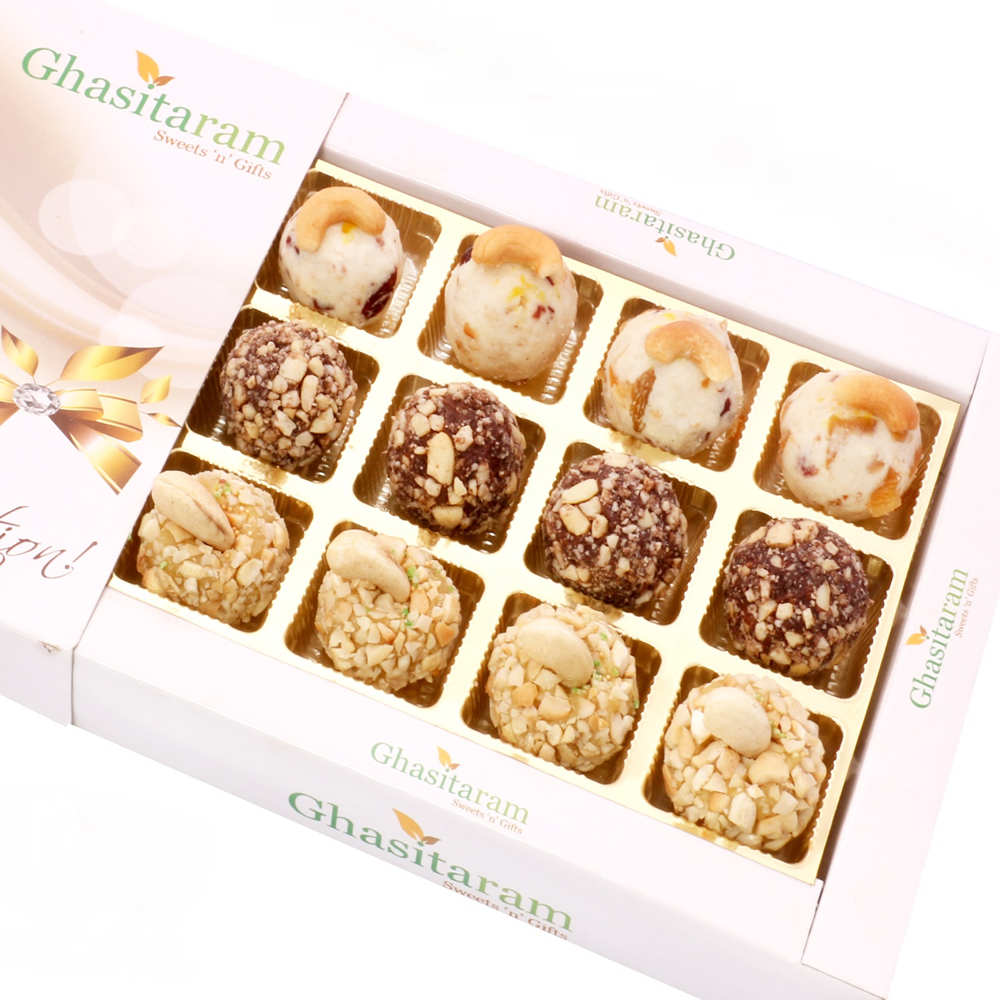Assorted Roasted Laddoos in White Box
