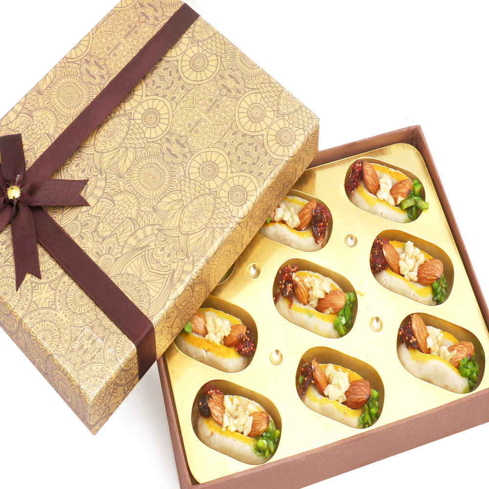 Brown Print 9 pcs Kaju Kesar Boat