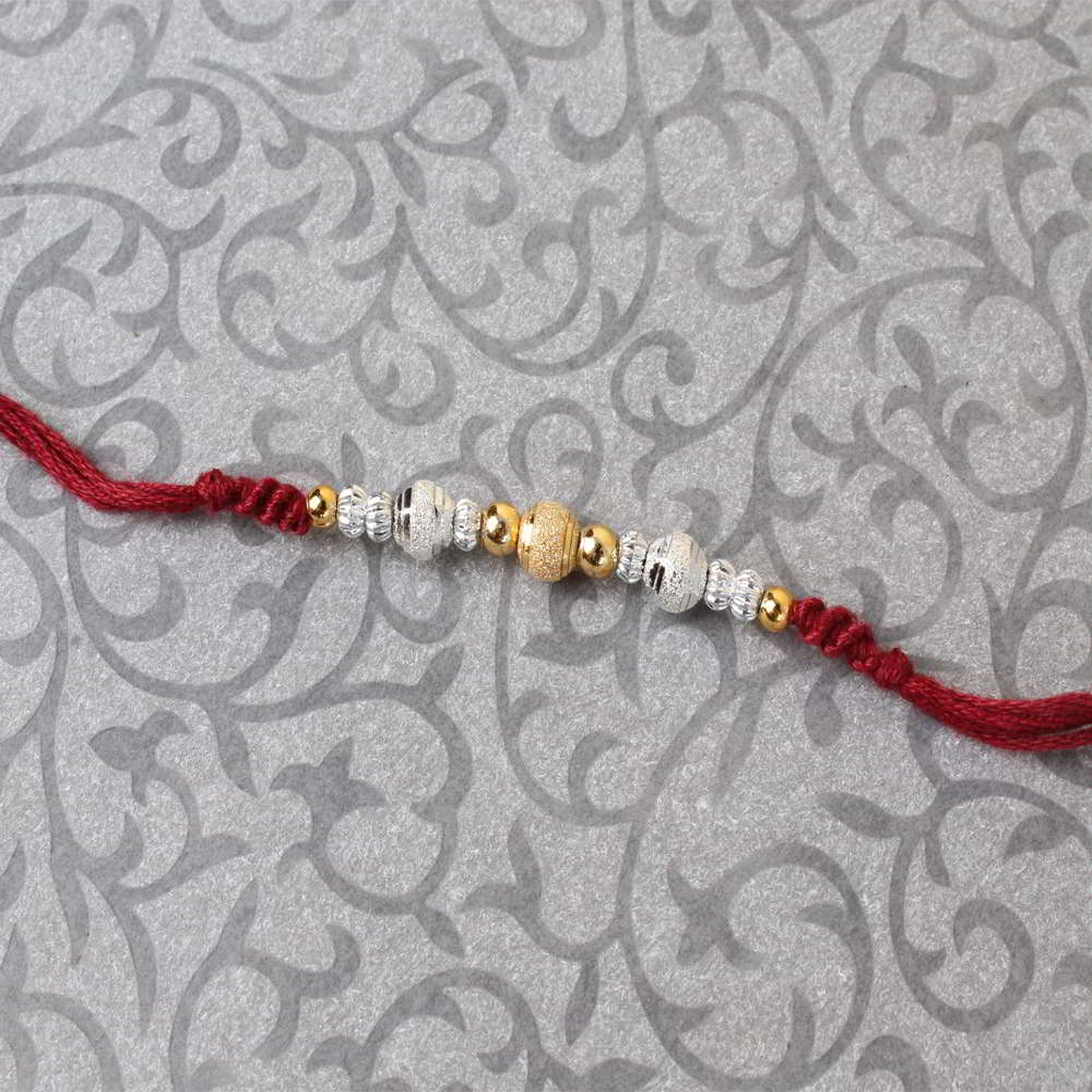 Golden and Silver Beads Rakhi