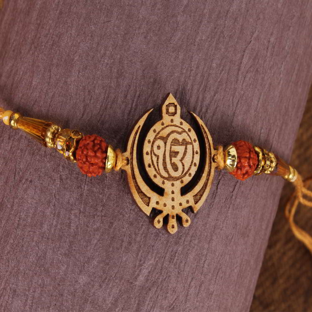 Wooden Khanda Ek Onkar Rakhi