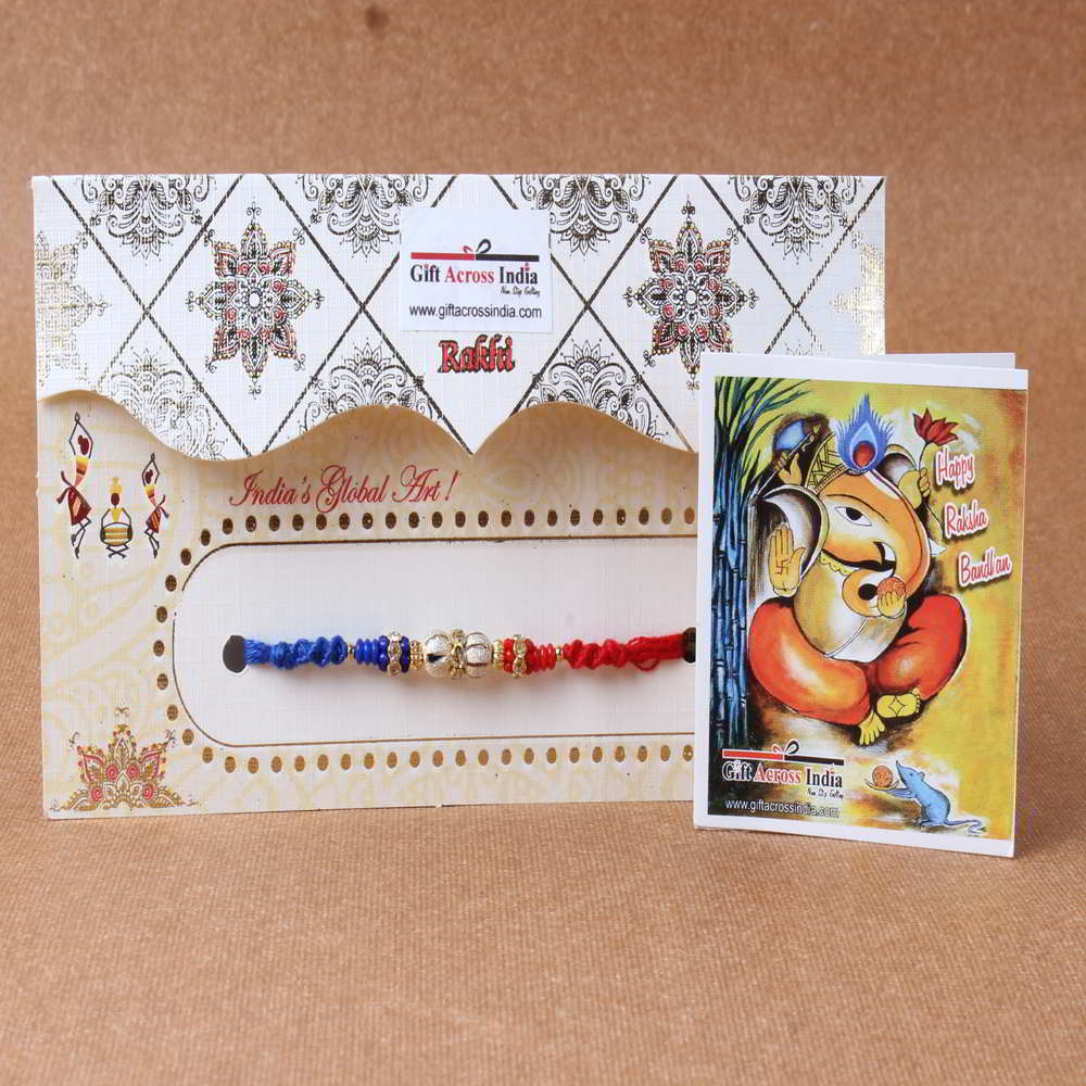 Silver Shiny and Colorful Beads Rakhi