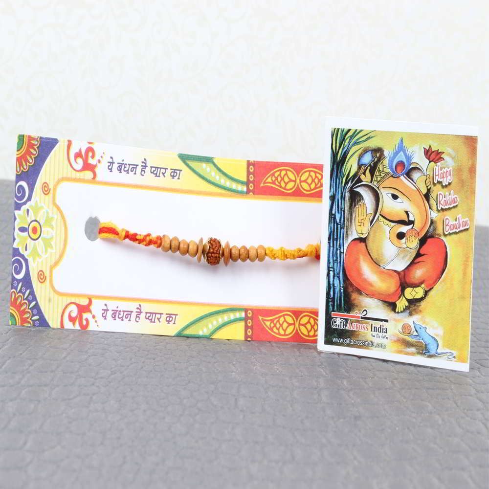 Rudraksha with Wooden Beads Rakhi