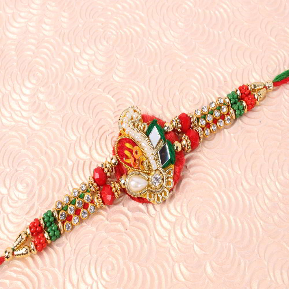 Zardosi Mirror Kundan Rakhi - Australia