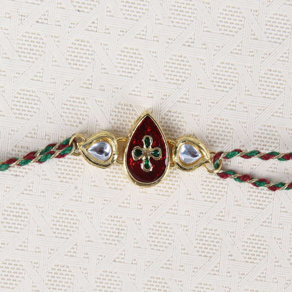 Teardrop Shape Kundan Rakhi - Australia