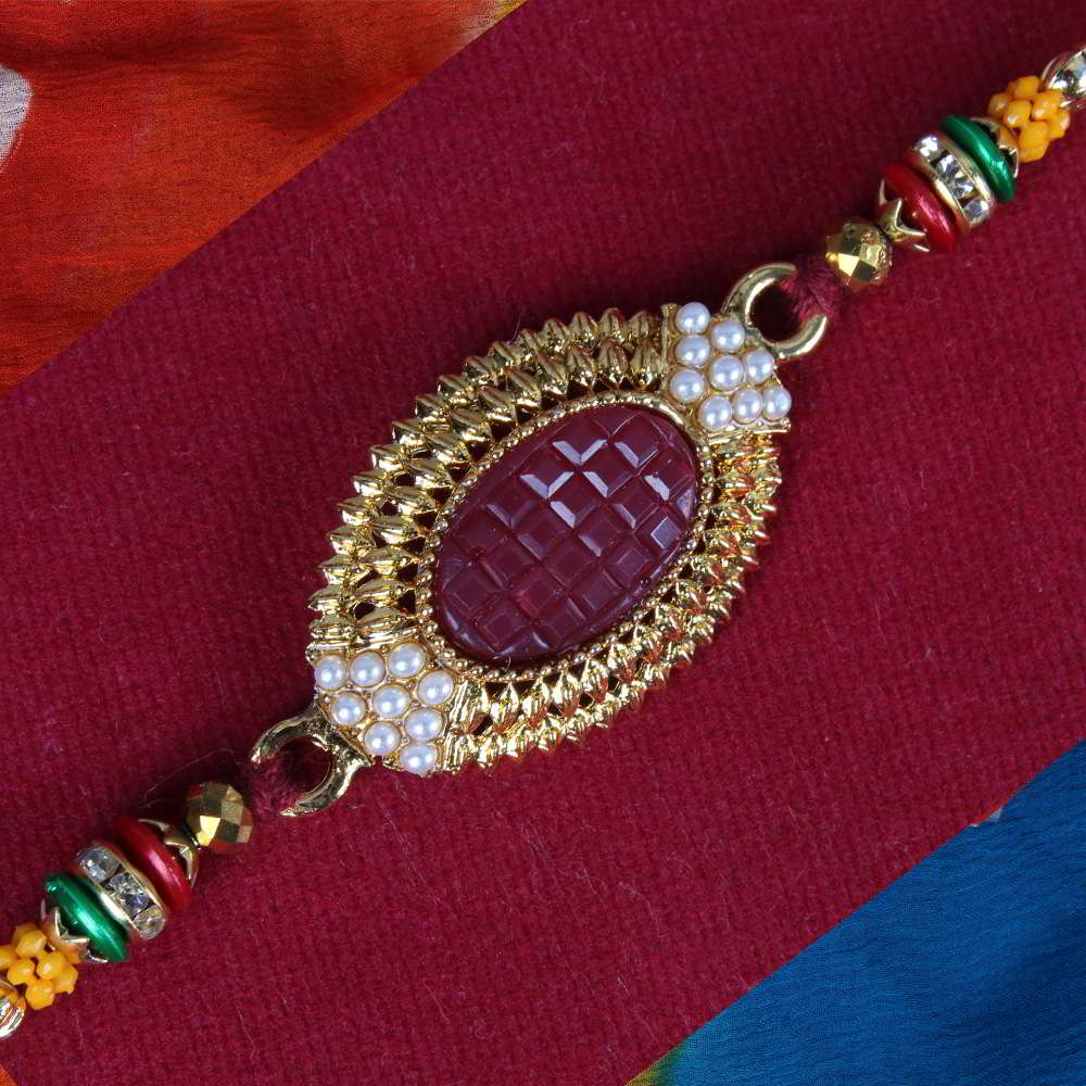 Traditional Broach Kundan Rakhi-Worldwide