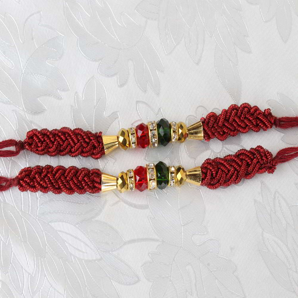 Combo of Two Colorful Zardosi Work and Beads Rakhi