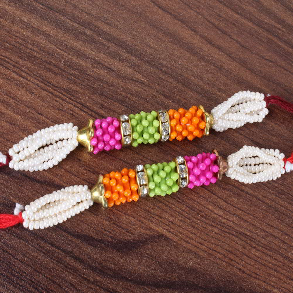 Double Colorful Moti Rakhi - Australia