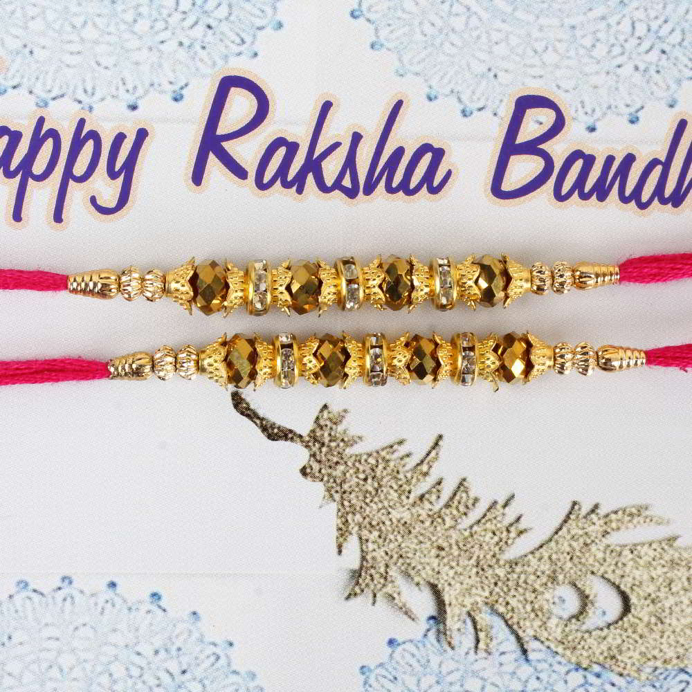 Golden Bead Rakhis