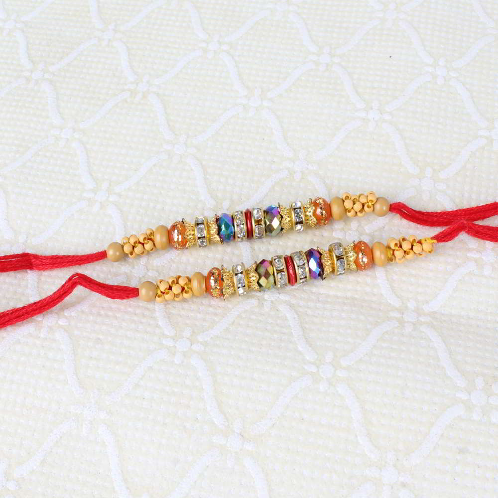 Couple of Two Fancy Beads Rakhi