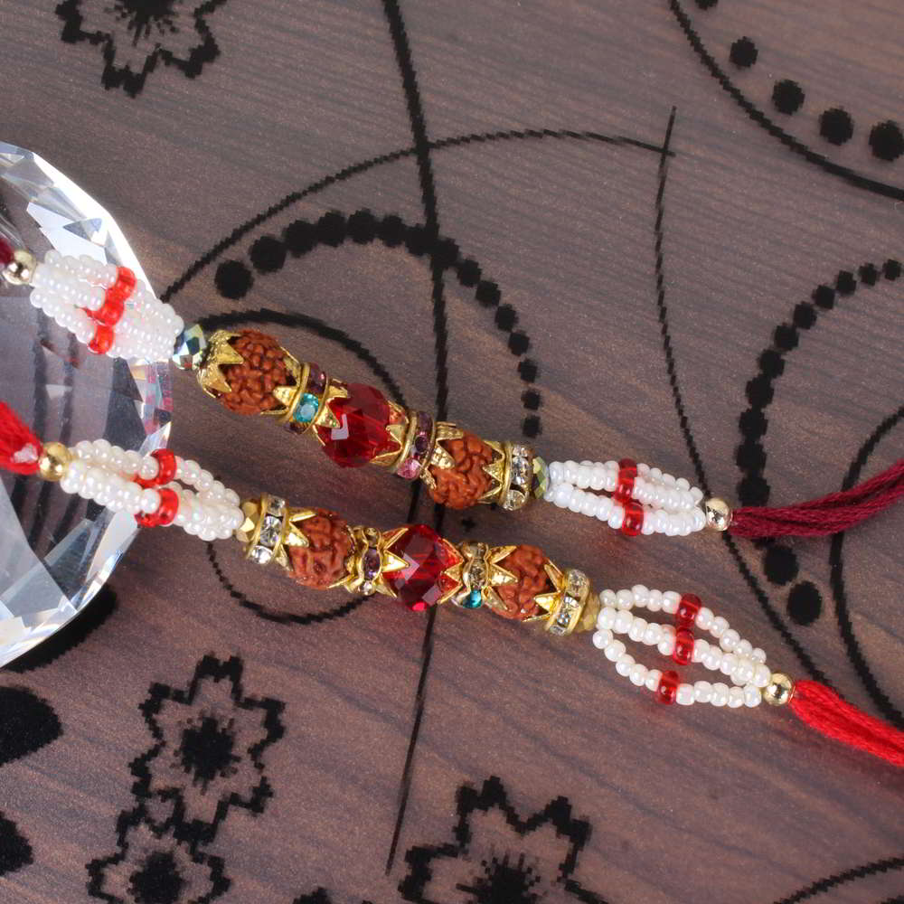 Two Rudraksha and Crystal Rakhi - Australia