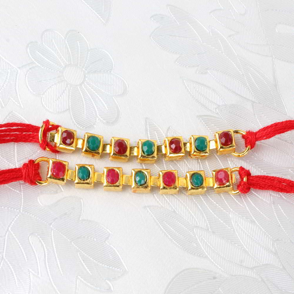 Double Multi Stone Rakhi Thread  - Australia