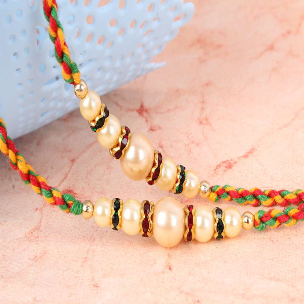 Combo of Two Pearl Beads Rakhi-USA