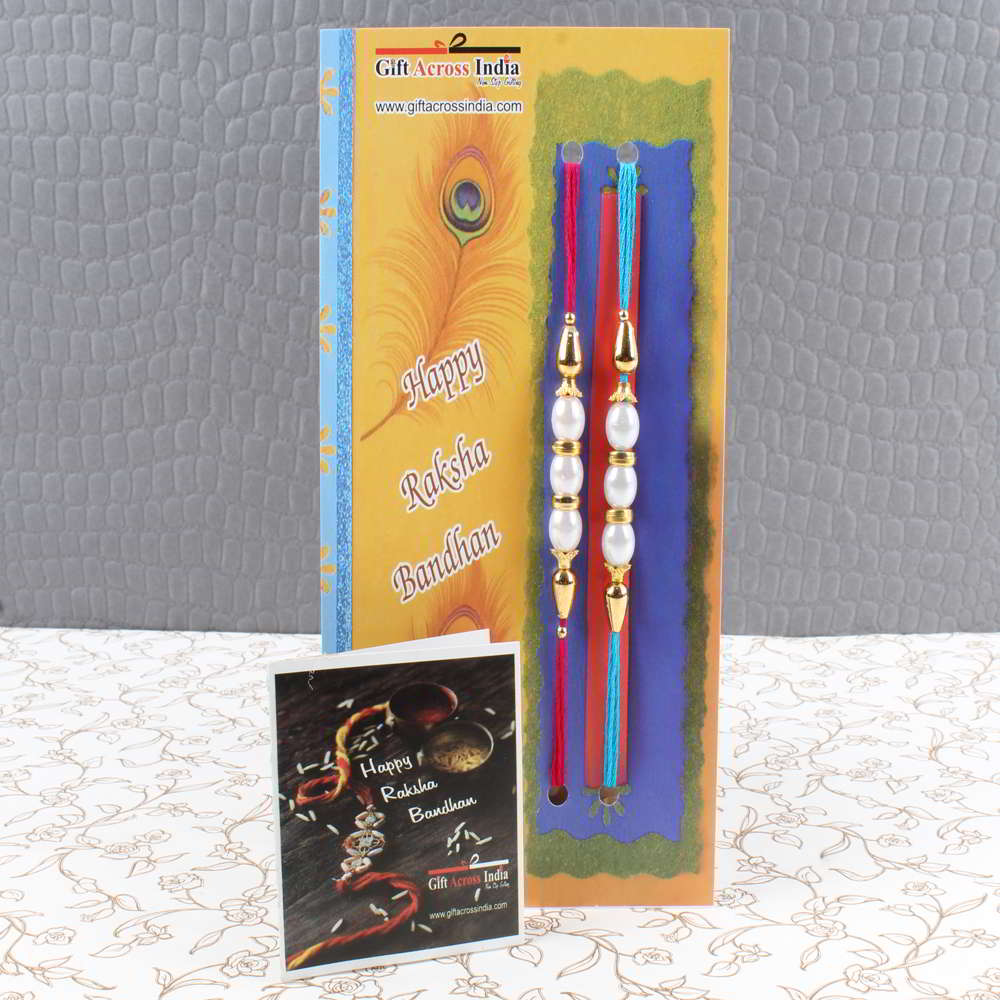 Duo Golden Pearl Rakhi Combo