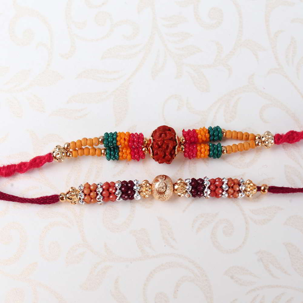 Marvellous Two Colorful Beads Rakhi