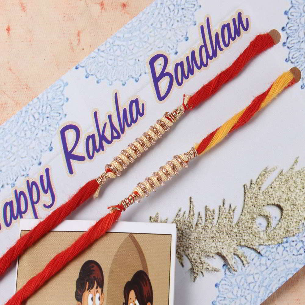 Unique Twin Zardosi Thread Rakhi