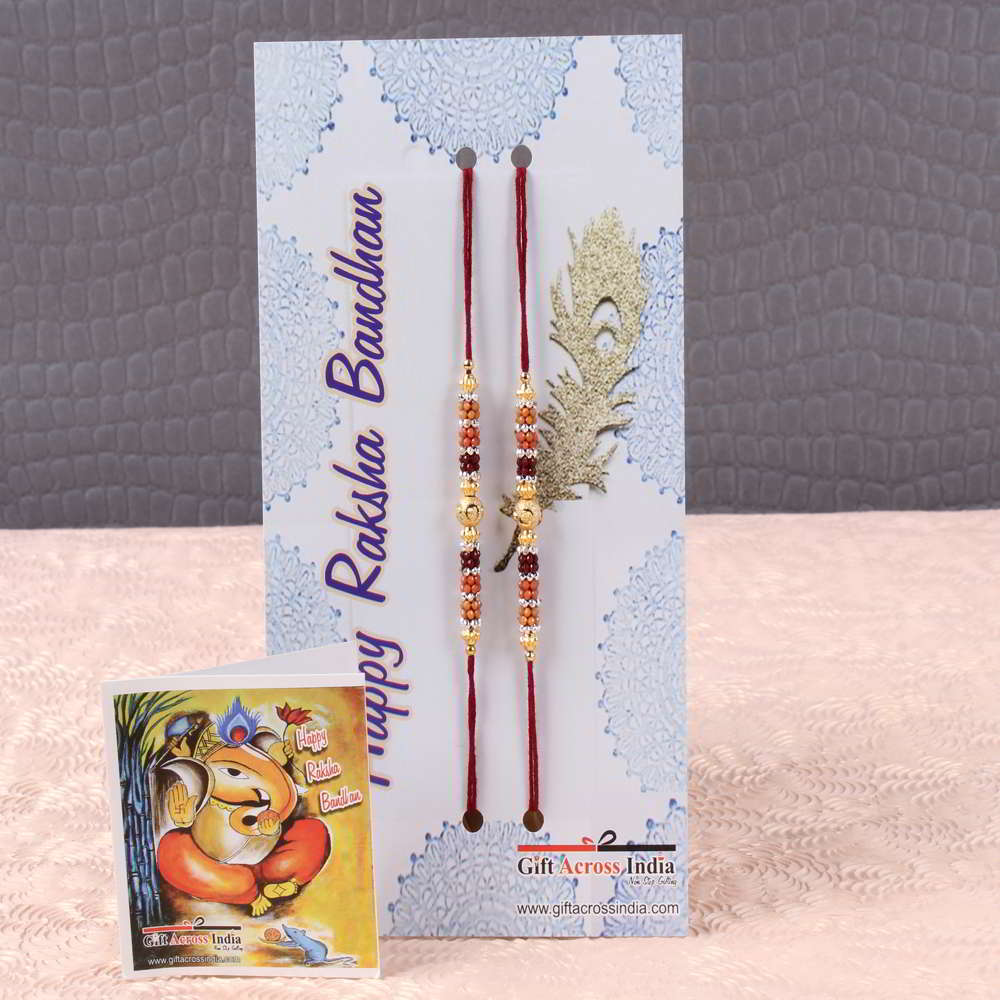 Twin Colorful Designer Beads Rakhi