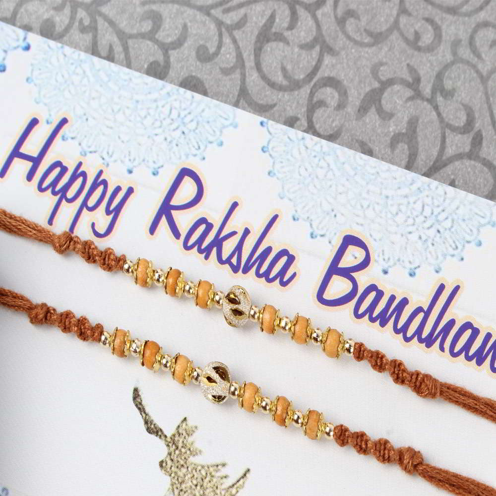 Gorgeous Twin Wooden Beads Rakhi