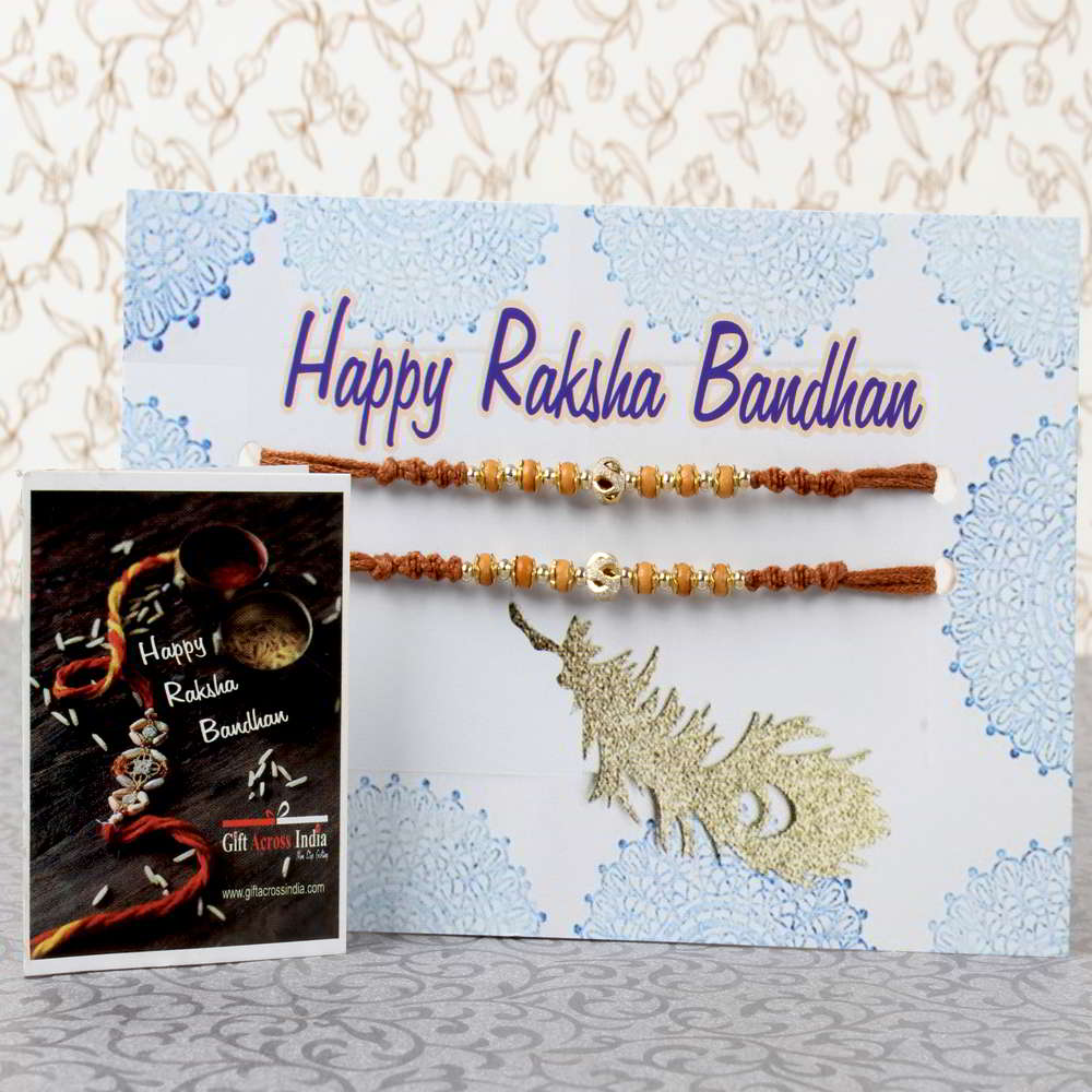 Gorgeous Twin Wooden Beads Rakhi