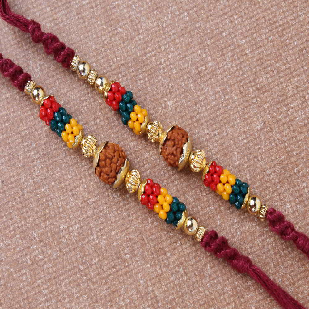 Twin Fancy Rudraksha Rakhi -Worldwide