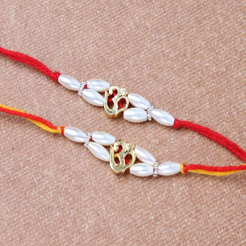 Om Pearl Beads Twin Rakhi