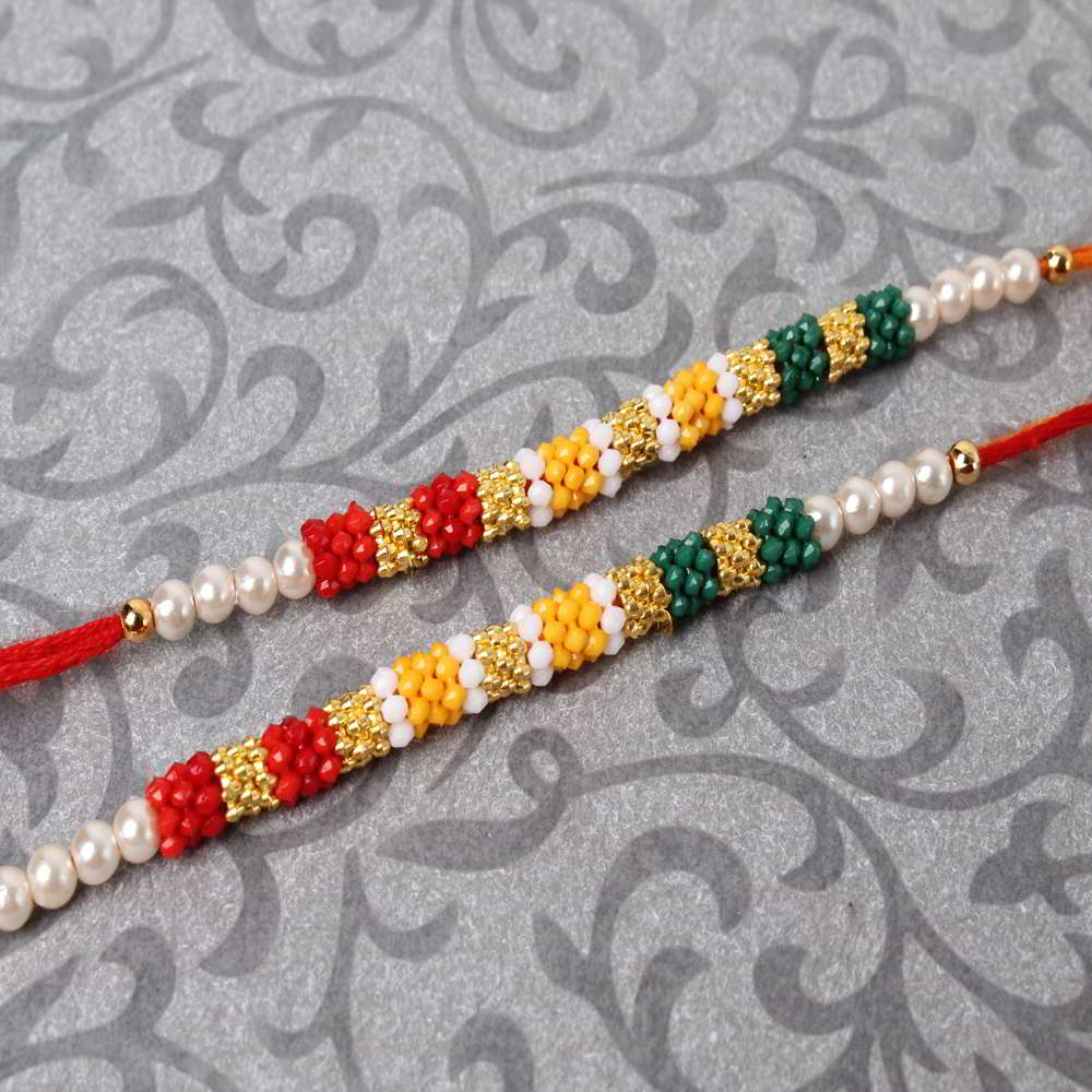 Fascinating Colorful Tiny Beads Rakhi Set-USA
