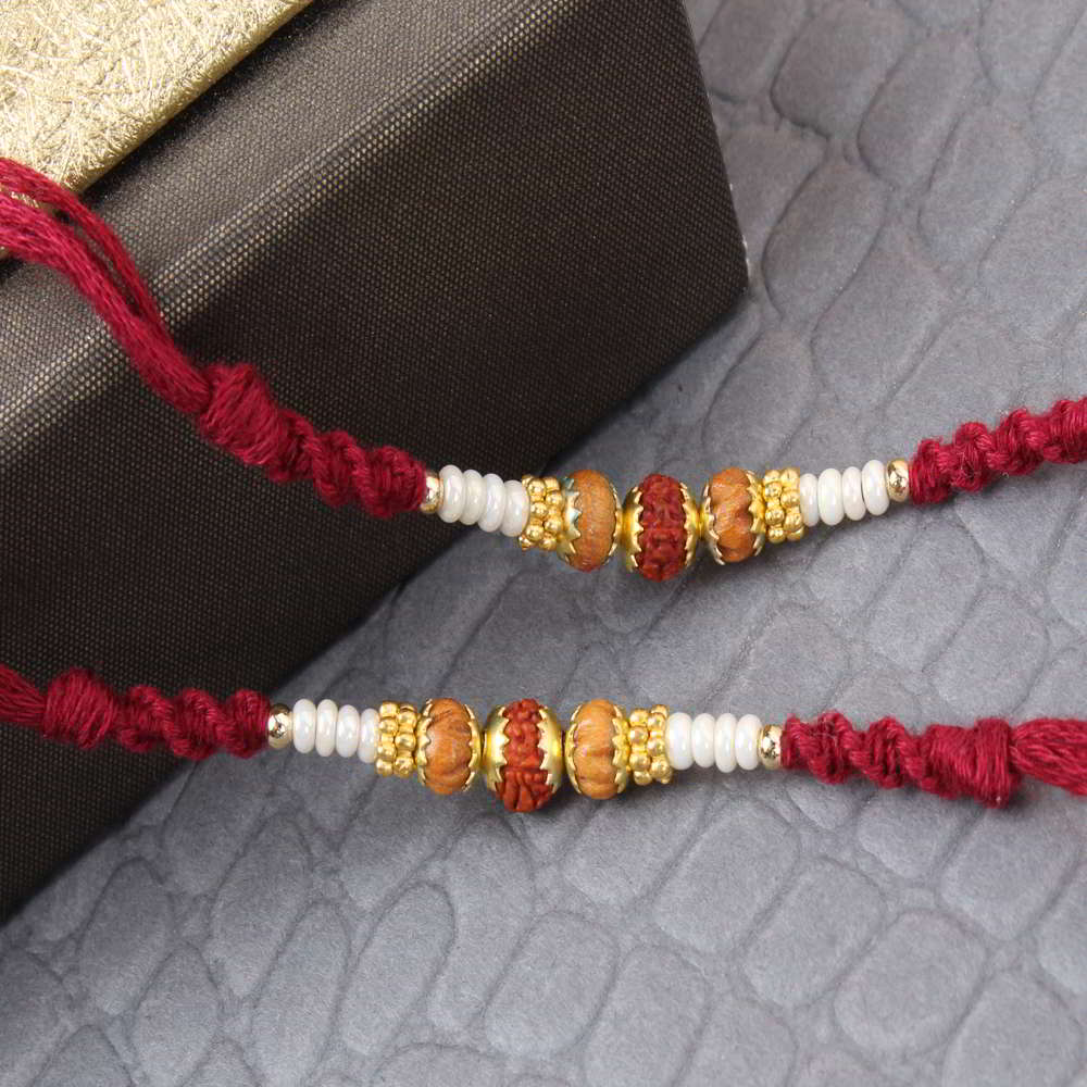 Set of Two Premium Rudraksha Rakhi  - Australia