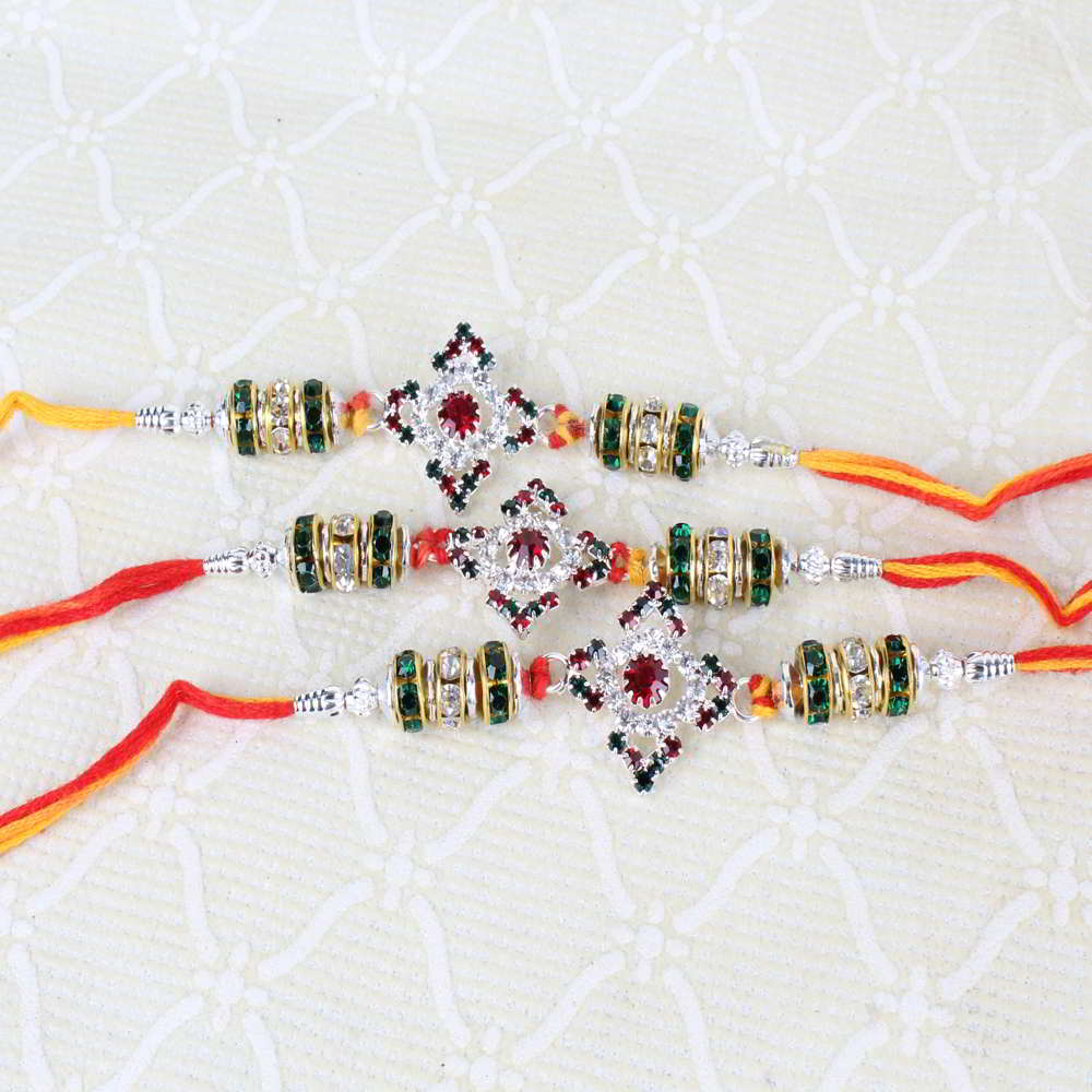 Combo of Three Marvellous Multi Stone Rakhi