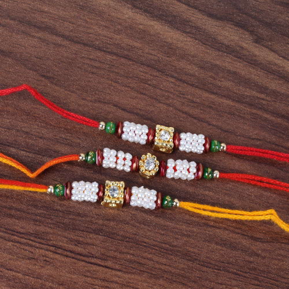 Set of 3 Colorful Tiny Beads Rakhis