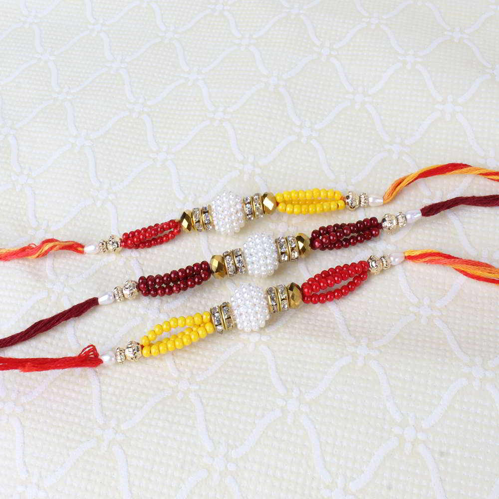 Three Rakhi of Colorful Small Beads