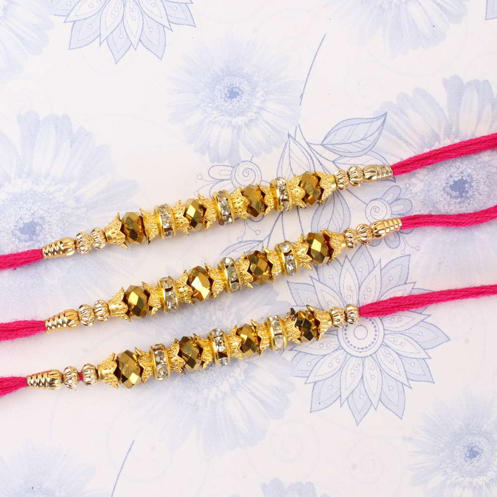 Beautiful Golden Three Rakhis