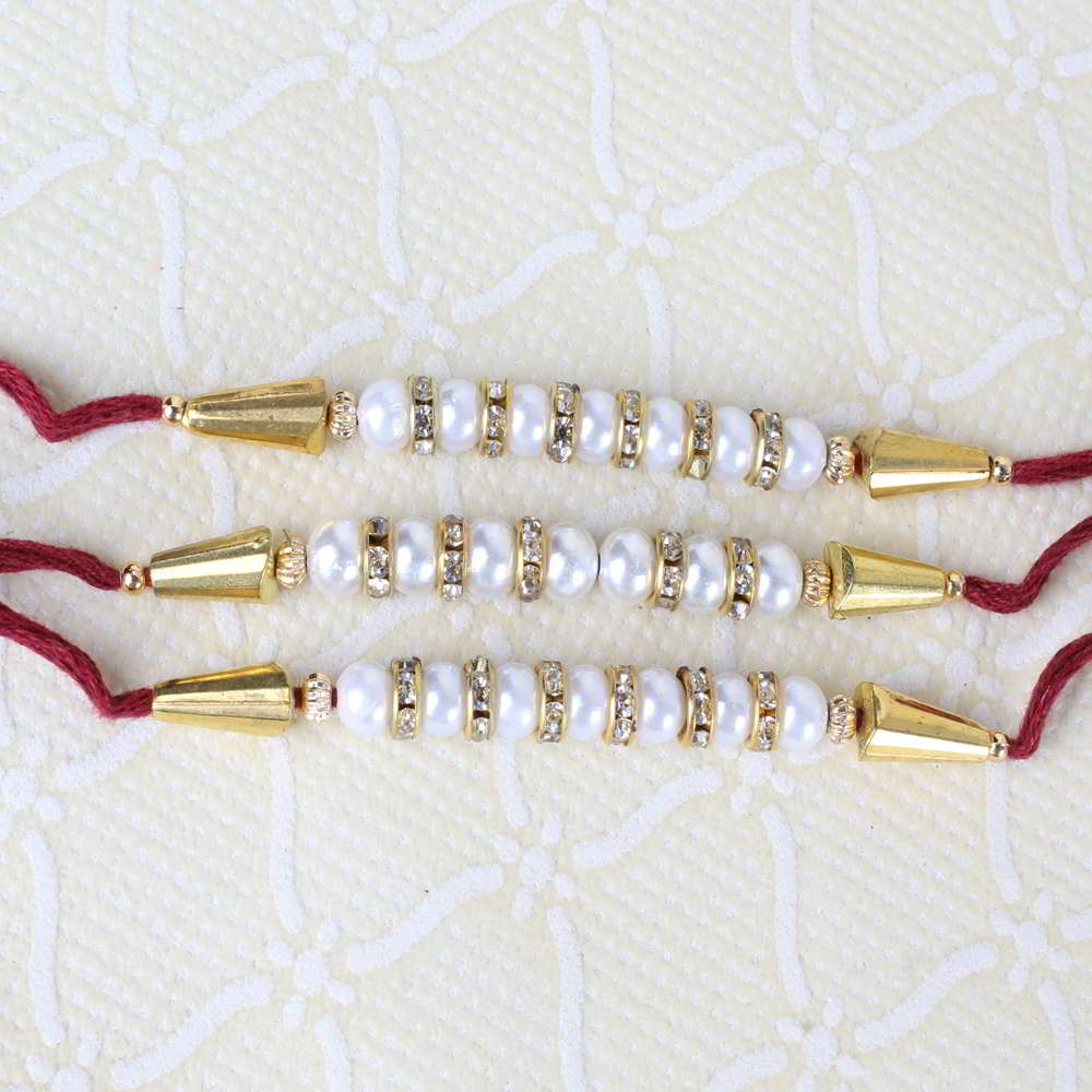 Triple Pearl Diamond Rakhi