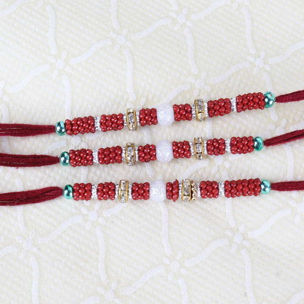 Three Designer Beads Rakhi Online