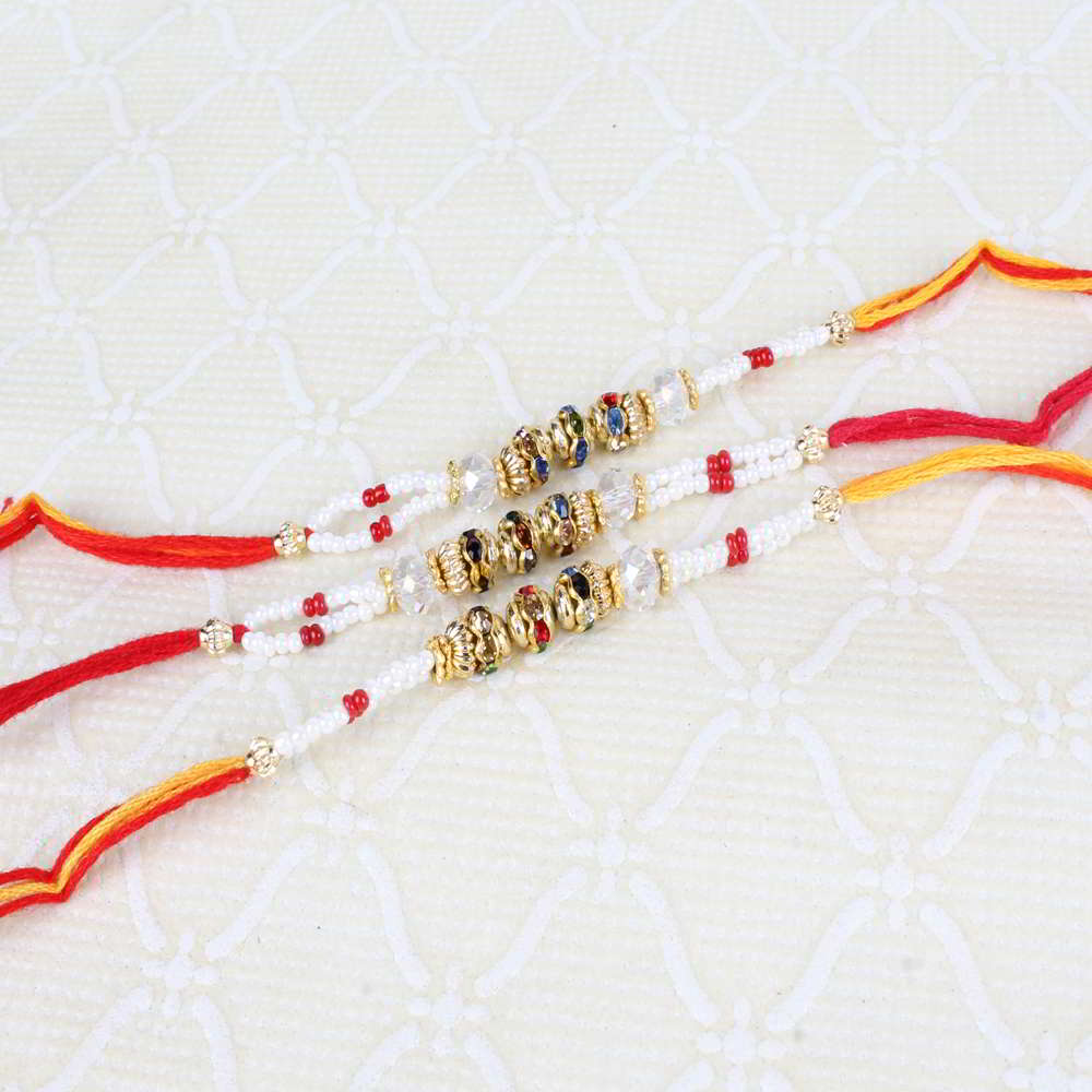 Triple Fancy Multi Beads Rakhi