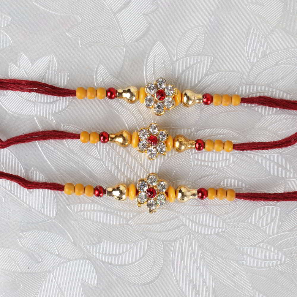 Floral Diamond Designer Three Rakhi