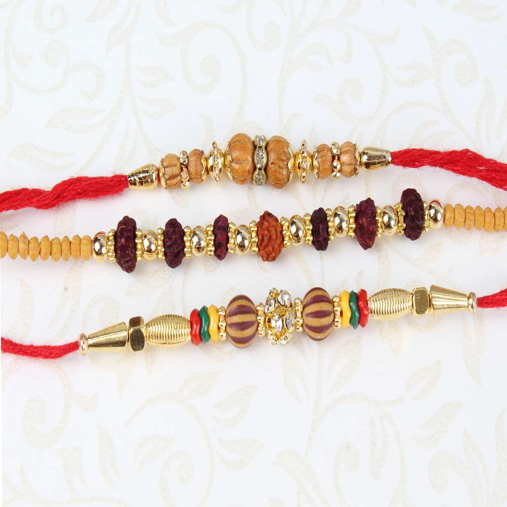 Three Gracious Rakhi of Colorful Designer Beads