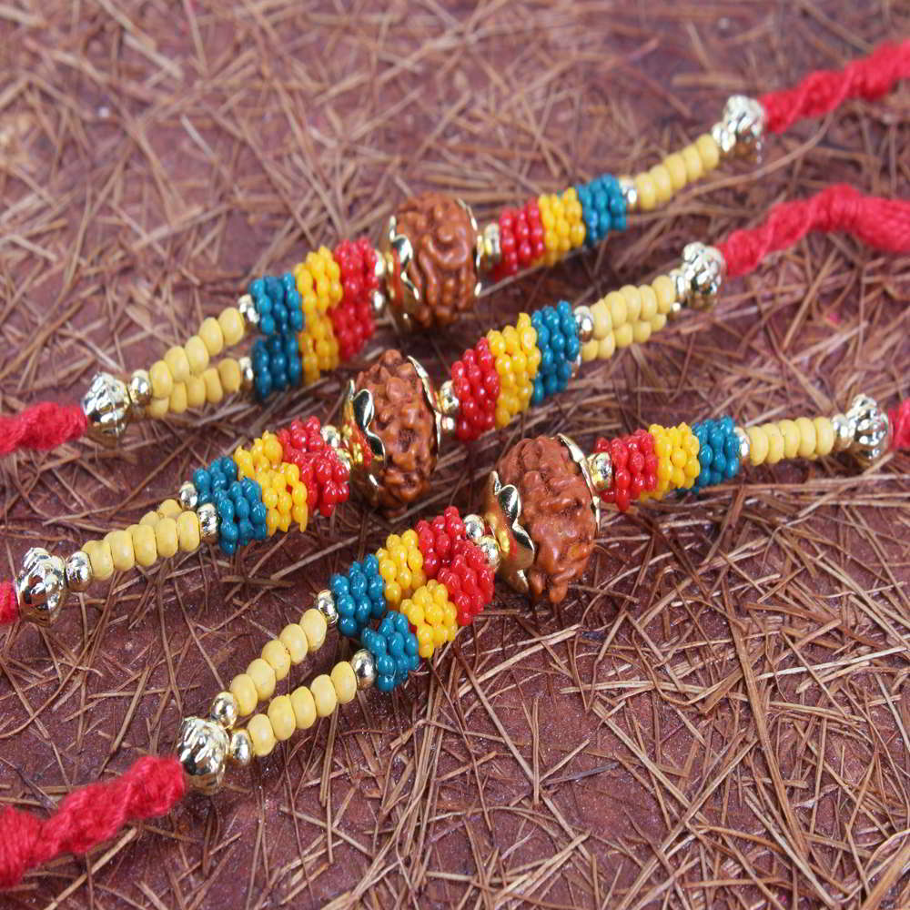 Set of Three Colorful Beads Rakhis Online