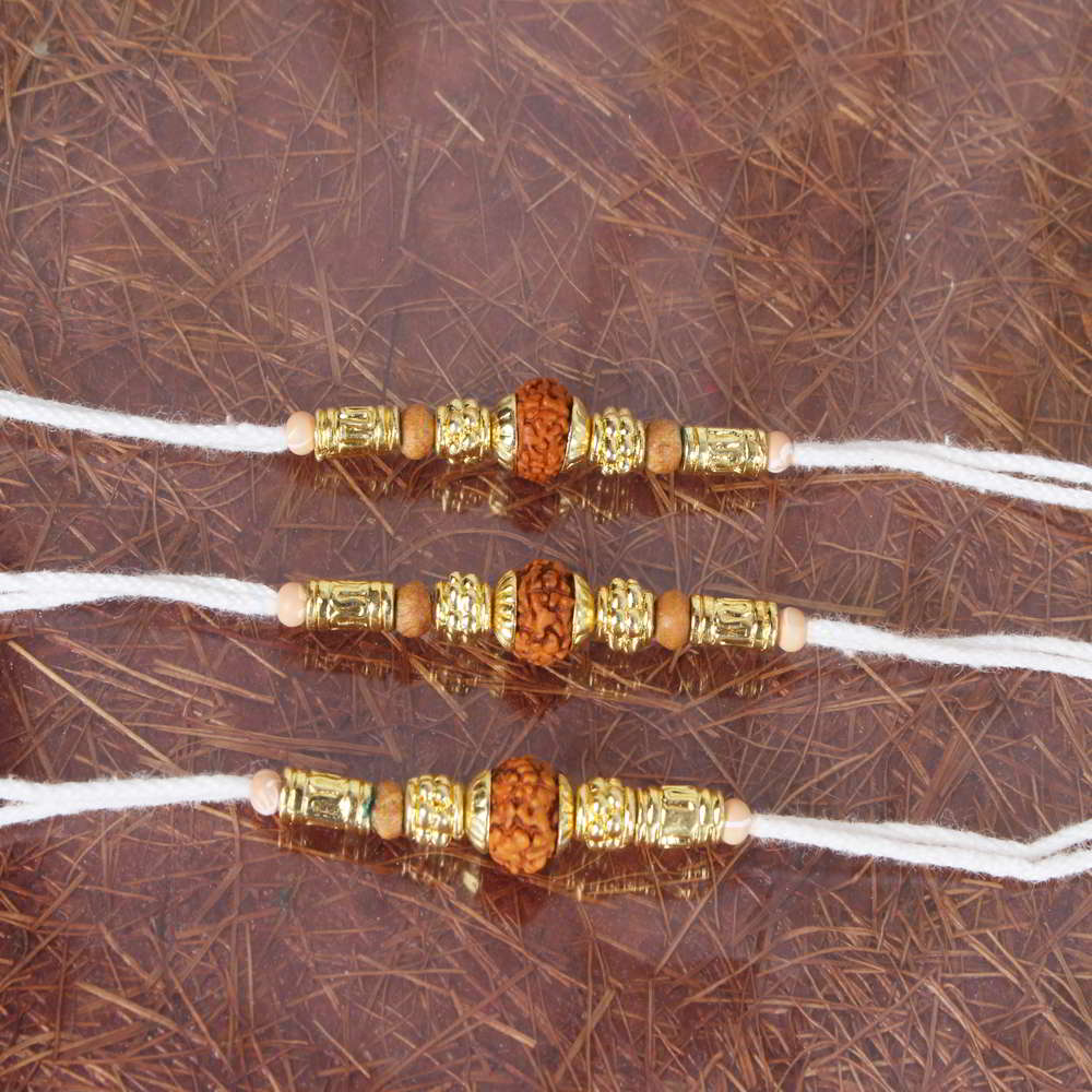 Auspicious Trio Rudraksha Rakhis Combo