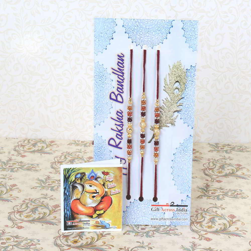 Gracious Three Rakhi of Colorful Designer Beads