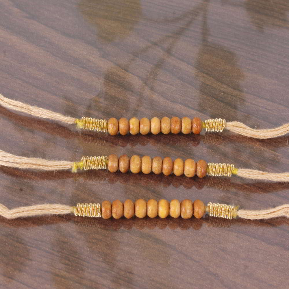 Classic Wooden Beads Trio Rakhis