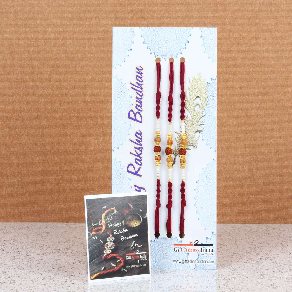 Perfect Rudraksha Trio Rakhis