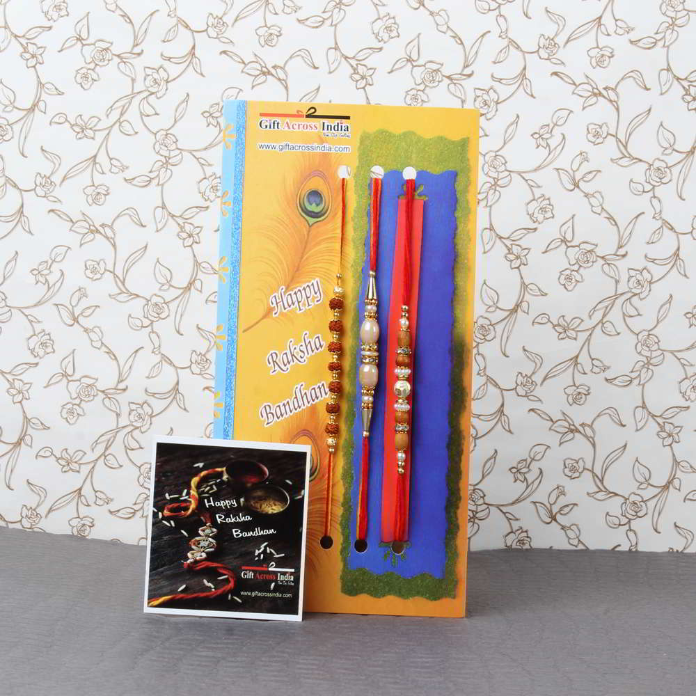 Fashionable Set of Three Beads Rakhi