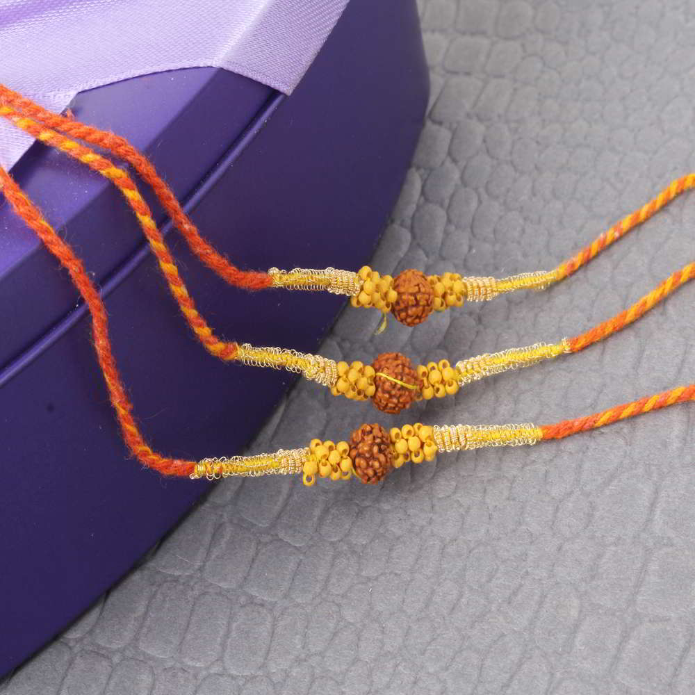 Premium Set of Three Rudraksha Rakhis