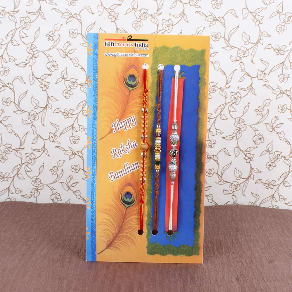 Attractive Beads Three Pack of Rakhi