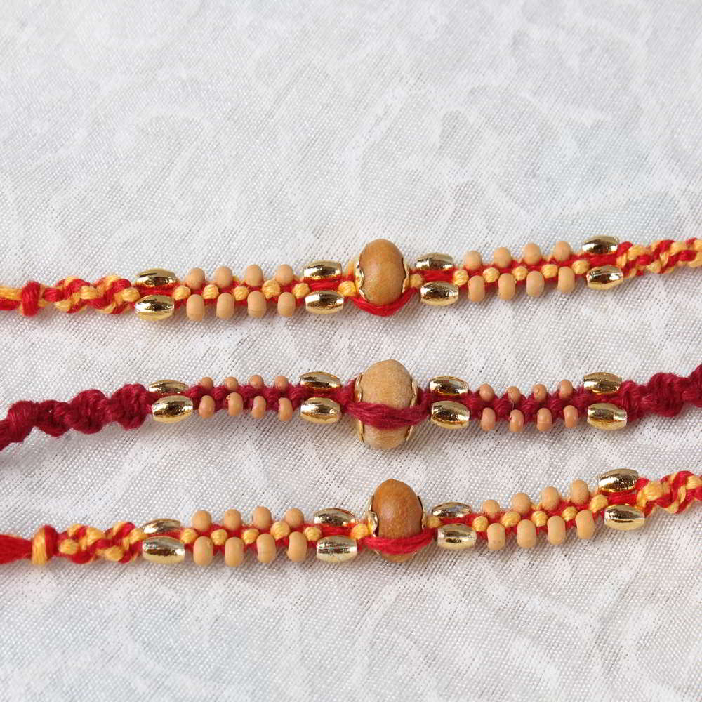 Combo of Three Wooden Beads Rakhis