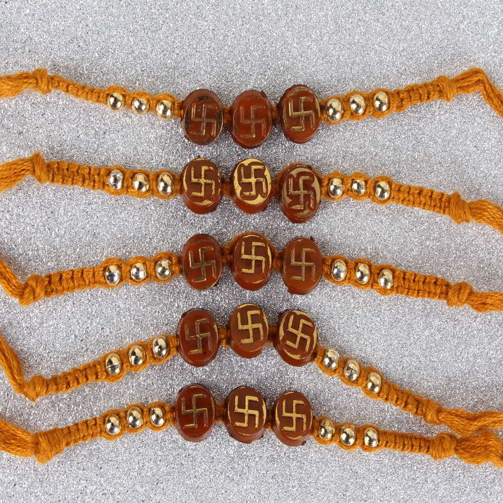 Swastika Rakhi Five Threads