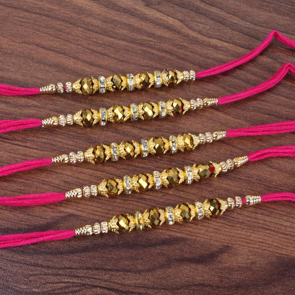 Beautiful Five Golden Rakhis