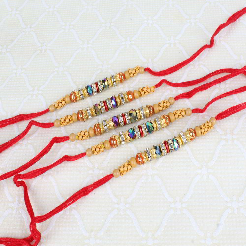 Combo of Five Fancy Beads Rakhi